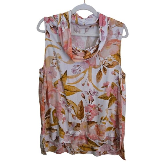 Soft Surroundings Demetre Sleeveless Cowl Neck Floral Tank Blouse Size L - Picture 2 of 6